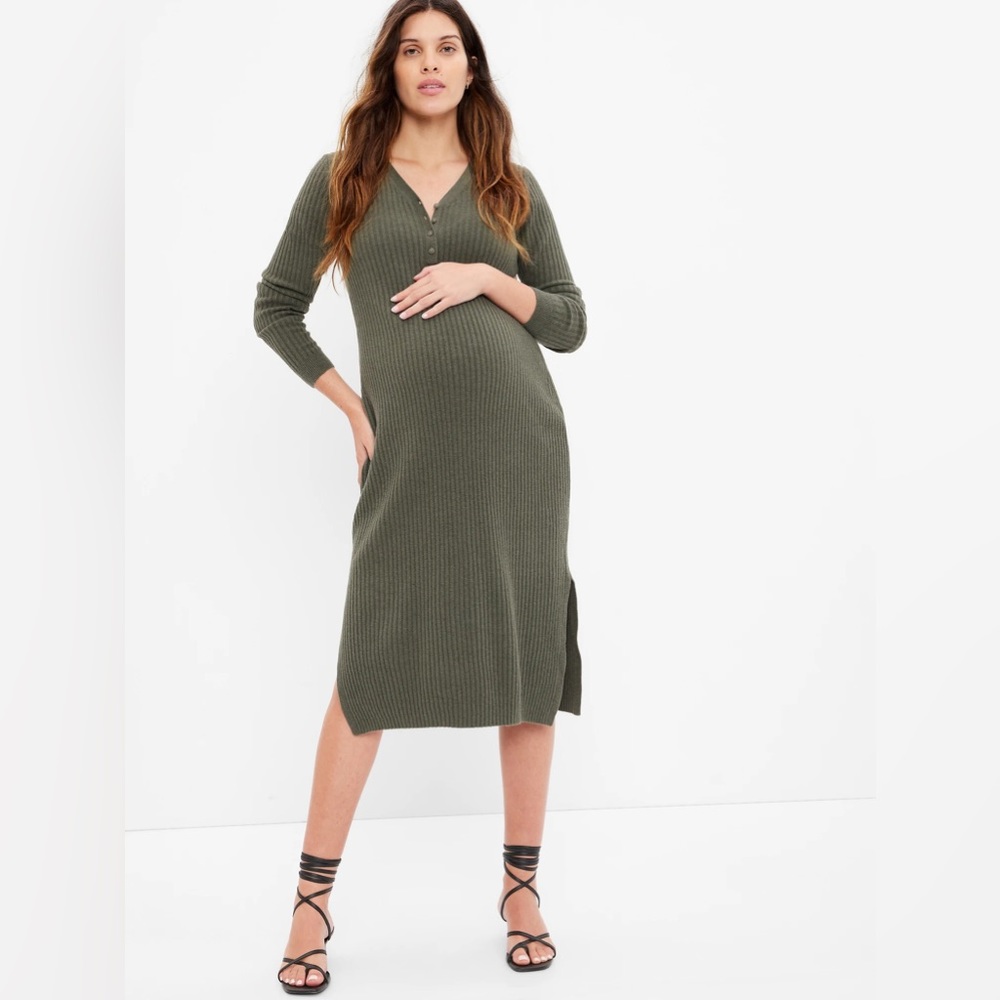 NEW/NEVER WORN GAP Maternity Cashsoft Henley Midi Sweater Dress
